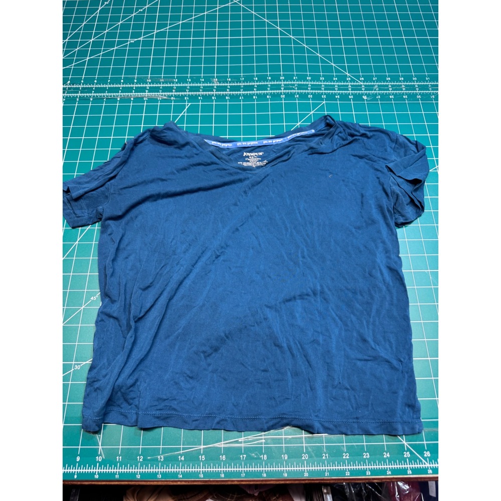Joyspun Womens Teal Blue V-Neck Short Sleeve Sleep Shirt Pajama Top Size M 8-10